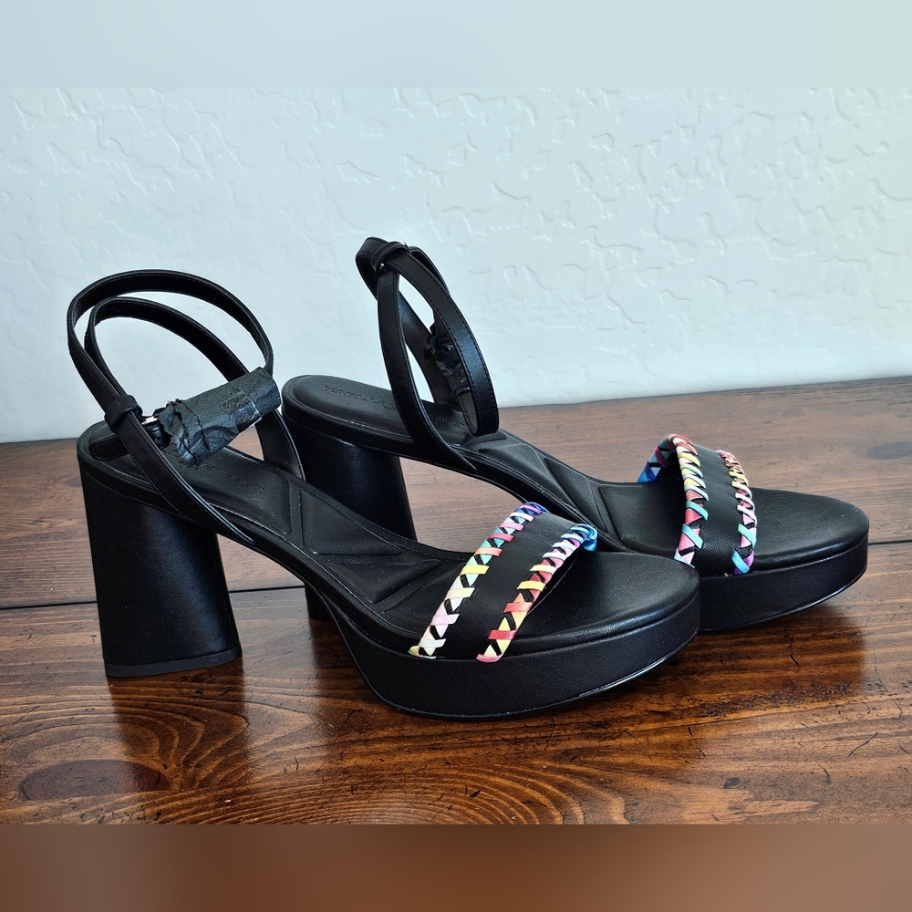 NWOB Karl Lagerfeld Black Platforms with Multicolor Women's Size 9.5